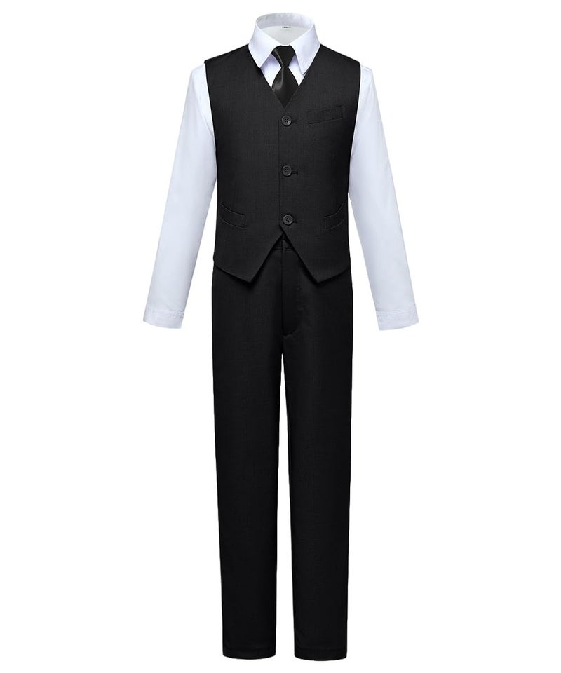 Visaccy Toddler Suit for Boys 8 Formal Wear Black Dress Vest and Pants Set for Wedding - Image 1